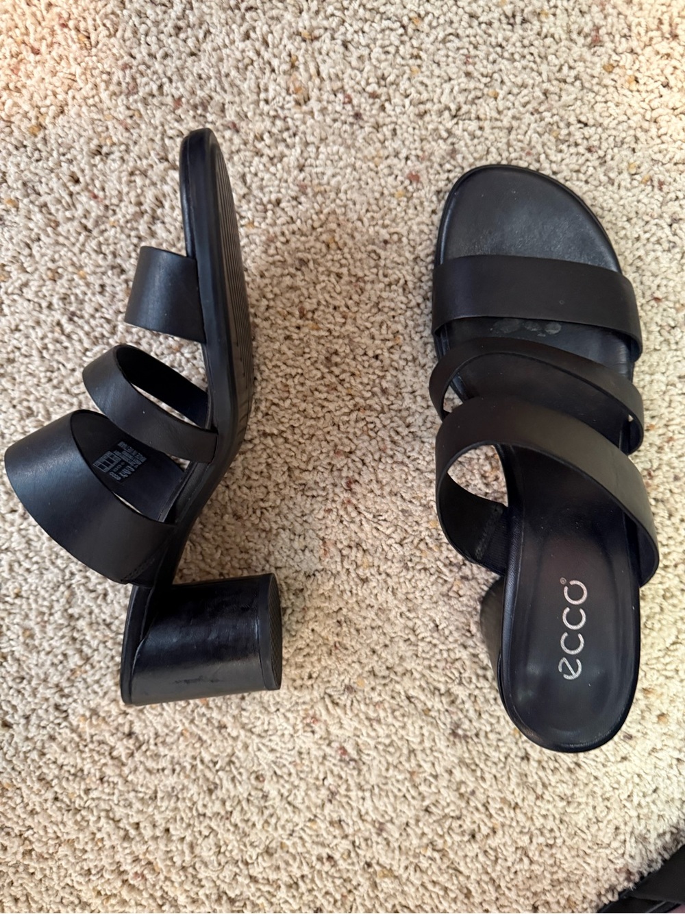 Ecco Black Multi-Strap Block Heel Sandals